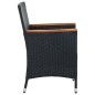 vidaXL Set comedor de jardín 9 piezas y cojines ratán sintético negro