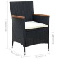 vidaXL Set comedor de jardín 9 piezas y cojines ratán sintético negro