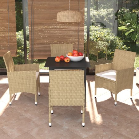 vidaXL Juego muebles jardín 5 pzas con cojines ratán sintético beige