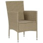 vidaXL Juego muebles jardín 5 pzas con cojines ratán sintético beige