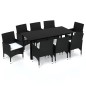 vidaXL Set de comedor de jardín 9 pzas y cojines ratán sintético negro vidaXL Set de comedor de jardín 9 pzas y cojines ratán sintético negro