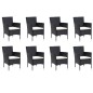 vidaXL Set de comedor de jardín 9 pzas y cojines ratán sintético negro vidaXL Set de comedor de jardín 9 pzas y cojines ratán sintético negro