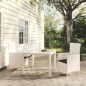 vidaXL Juego comedor de jardín 3 pzas y cojines ratán sintético blanco