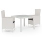 vidaXL Juego comedor de jardín 3 pzas y cojines ratán sintético blanco