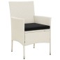 vidaXL Juego comedor de jardín 3 pzas y cojines ratán sintético blanco