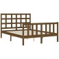 vidaXL Estructura de cama matrimonio con cabecero madera marrón miel vidaXL Estructura de cama matrimonio con cabecero madera marrón miel