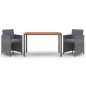 vidaXL Set de comedor jardín 3 piezas con cojines ratán sintético gris vidaXL Set de comedor jardín 3 piezas con cojines ratán sintético gris