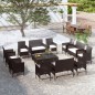 vidaXL Juego muebles de jardín 16 pzas y cojines ratán sintético negro