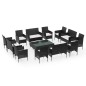 vidaXL Juego muebles de jardín 16 pzas y cojines ratán sintético negro