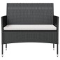 vidaXL Juego muebles de jardín 16 pzas y cojines ratán sintético negro