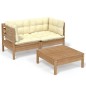 vidaXL Muebles de jardín 3 piezas cojines madera de pino crema
