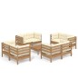 vidaXL Muebles de jardín 9 piezas cojines madera de pino crema
