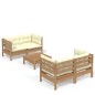 vidaXL Muebles de jardín 5 piezas cojines madera de pino crema vidaXL Muebles de jardín 5 piezas cojines madera de pino crema