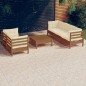 vidaXL Muebles de jardín 6 piezas cojines madera de pino crema vidaXL Muebles de jardín 6 piezas cojines madera de pino crema