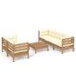 vidaXL Muebles de jardín 6 piezas cojines madera de pino crema vidaXL Muebles de jardín 6 piezas cojines madera de pino crema