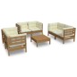 vidaXL Muebles de jardín 7 piezas cojines madera maciza de pino vidaXL Muebles de jardín 7 piezas cojines madera maciza de pino