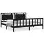 vidaXL Estructura de cama con cabecero madera maciza negro 200x200 cm vidaXL Estructura de cama con cabecero madera maciza negro 200x200 cm