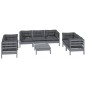 vidaXL Juego de muebles de jardín 8 pzas y cojines madera maciza pino vidaXL Juego de muebles de jardín 8 pzas y cojines madera maciza pino