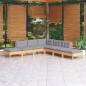 vidaXL Juego de muebles de jardín 7 pzas y cojines madera pino gris vidaXL Juego de muebles de jardín 7 pzas y cojines madera pino gris