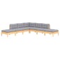 vidaXL Juego de muebles de jardín 7 pzas y cojines madera pino gris vidaXL Juego de muebles de jardín 7 pzas y cojines madera pino gris