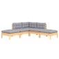 vidaXL Juego de muebles de jardín 5 pzas y cojines madera pino gris vidaXL Juego de muebles de jardín 5 pzas y cojines madera pino gris