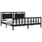 vidaXL Estructura de cama con cabecero madera maciza negro 200x200 cm vidaXL Estructura de cama con cabecero madera maciza negro 200x200 cm