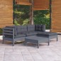 vidaXL Juego de muebles de jardín 5 pzas y cojines madera pino gris vidaXL Juego de muebles de jardín 5 pzas y cojines madera pino gris