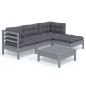 vidaXL Juego de muebles de jardín 5 pzas y cojines madera pino gris vidaXL Juego de muebles de jardín 5 pzas y cojines madera pino gris