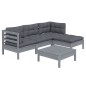 vidaXL Juego de muebles de jardín 5 pzas y cojines madera pino gris vidaXL Juego de muebles de jardín 5 pzas y cojines madera pino gris