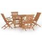 vidaXL Set de comedor de jardín plegable 5 pzas madera maciza de teca vidaXL Set de comedor de jardín plegable 5 pzas madera maciza de teca