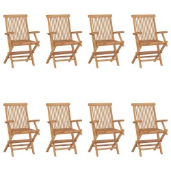 vidaXL Sillas de jardín plegables 8 unidades madera maciza de teca 