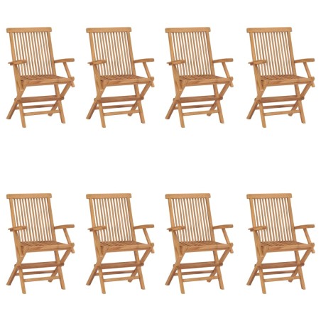 vidaXL Sillas de jardín plegables 8 unidades madera maciza de teca 