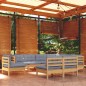 vidaXL Juego de muebles de jardín 9 pzas y cojines madera maciza pino