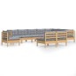 vidaXL Juego de muebles de jardín 10 pzas y cojines madera maciza pino vidaXL Juego de muebles de jardín 10 pzas y cojines madera maciza pino