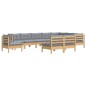 vidaXL Juego de muebles de jardín 10 pzas y cojines madera maciza pino vidaXL Juego de muebles de jardín 10 pzas y cojines madera maciza pino