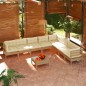 vidaXL Muebles de jardín 9 pzas y cojines madera de pino marrón miel vidaXL Muebles de jardín 9 pzas y cojines madera de pino marrón miel