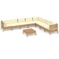vidaXL Muebles de jardín 9 pzas y cojines madera de pino marrón miel vidaXL Muebles de jardín 9 pzas y cojines madera de pino marrón miel