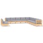vidaXL Juego de muebles de jardín 11 pzas y cojines madera maciza pino vidaXL Juego de muebles de jardín 11 pzas y cojines madera maciza pino