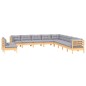 vidaXL Juego de muebles de jardín 11 pzas y cojines madera maciza pino vidaXL Juego de muebles de jardín 11 pzas y cojines madera maciza pino