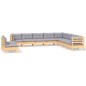 vidaXL Juego de muebles de jardín 10 pzas y cojines madera maciza pino vidaXL Juego de muebles de jardín 10 pzas y cojines madera maciza pino