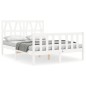 vidaXL Estructura cama de matrimonio con cabecero madera maciza blanco vidaXL Estructura cama de matrimonio con cabecero madera maciza blanco