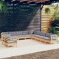 vidaXL Juego de muebles de jardín 11 pzas y cojines madera maciza pino vidaXL Juego de muebles de jardín 11 pzas y cojines madera maciza pino