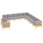 vidaXL Juego de muebles de jardín 11 pzas y cojines madera maciza pino vidaXL Juego de muebles de jardín 11 pzas y cojines madera maciza pino