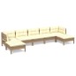 vidaXL Muebles de jardín 7 pzas y cojines madera de pino marrón miel vidaXL Muebles de jardín 7 pzas y cojines madera de pino marrón miel