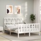 vidaXL Estructura cama de matrimonio con cabecero madera maciza blanco vidaXL Estructura cama de matrimonio con cabecero madera maciza blanco