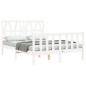 vidaXL Estructura cama de matrimonio con cabecero madera maciza blanco vidaXL Estructura cama de matrimonio con cabecero madera maciza blanco