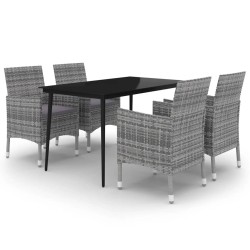 vidaXL Set comedor de jardín 5 pzas y cojines ratán sintético y vidrio