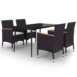 vidaXL Set comedor de jardín 5 pzas y cojines ratán sintético y vidrio