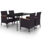 vidaXL Set comedor de jardín 5 pzas y cojines ratán sintético y vidrio vidaXL Set comedor de jardín 5 pzas y cojines ratán sintético y vidrio