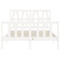 vidaXL Estructura cama de matrimonio con cabecero madera maciza blanco vidaXL Estructura cama de matrimonio con cabecero madera maciza blanco
